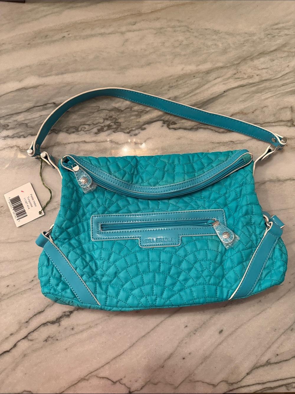 Nwt Vera Bradley Aqua Quilted Shoulder Bag